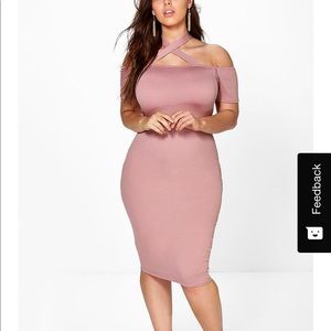 Boohoo Plus Strappy Neck Midi Bodycon Dress